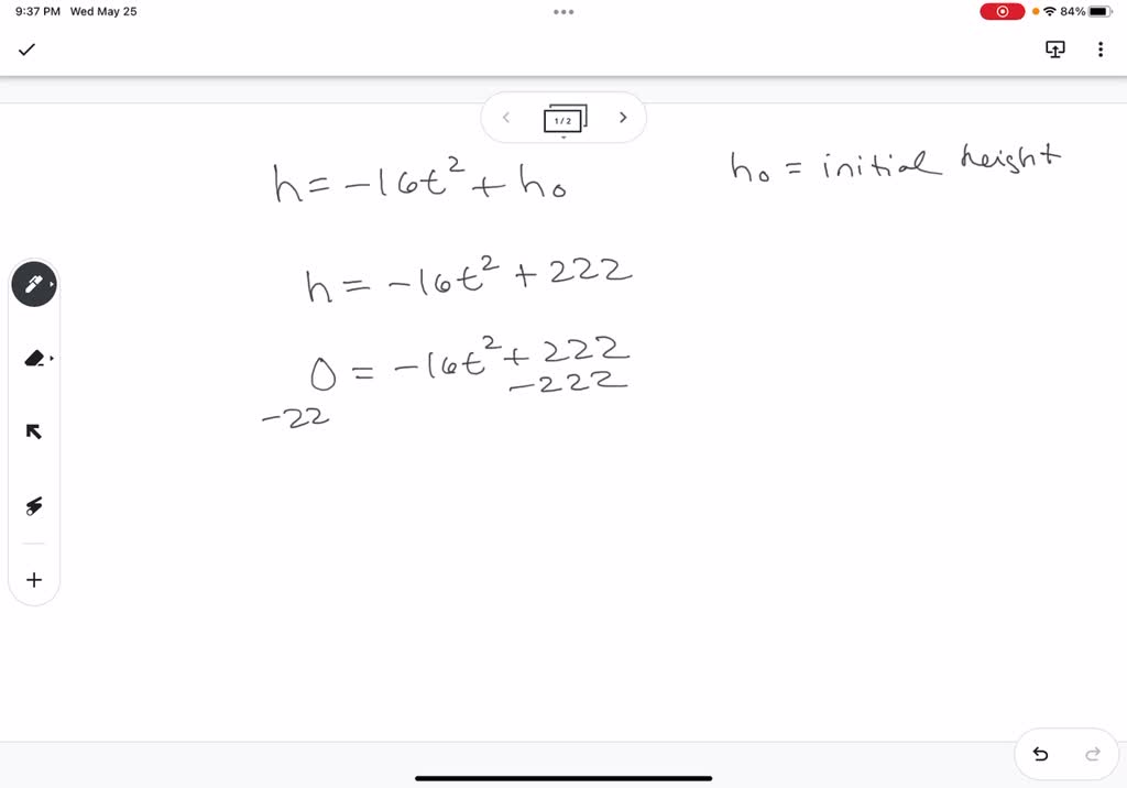 SOLVED Suppose An Object Is Dropped From A Height H0 Above The Ground