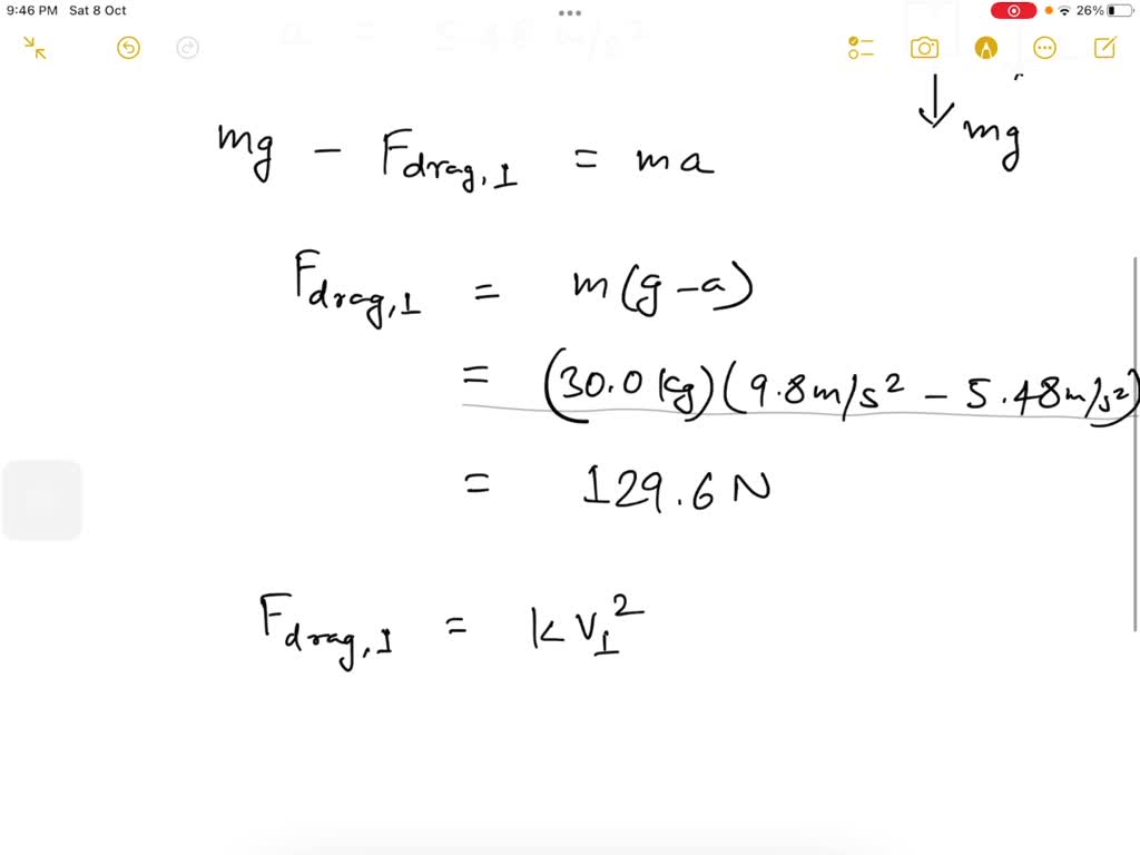 SOLVED A 30 0 Kg Object Experiences A Drag Force Due To Air Resistance