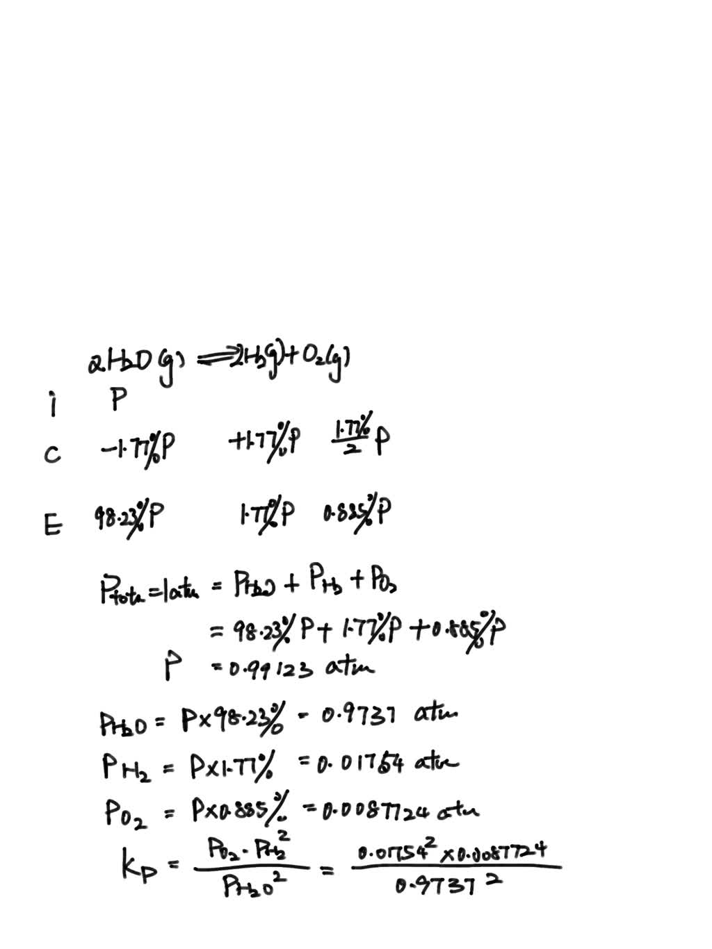 SOLVED At 2257 K And 1 Atm Total Pressure Water Is 1 77 Dissociated