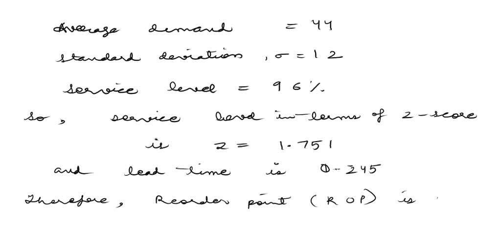 Solved Demand During Lead Time For One Brand Of Tv Is Normally