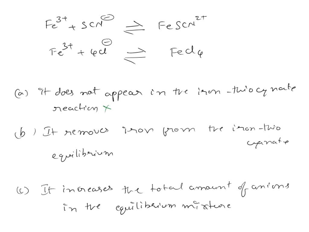 Solved Consider The Two Reactions Of Iron Ions One With Thiocyanate