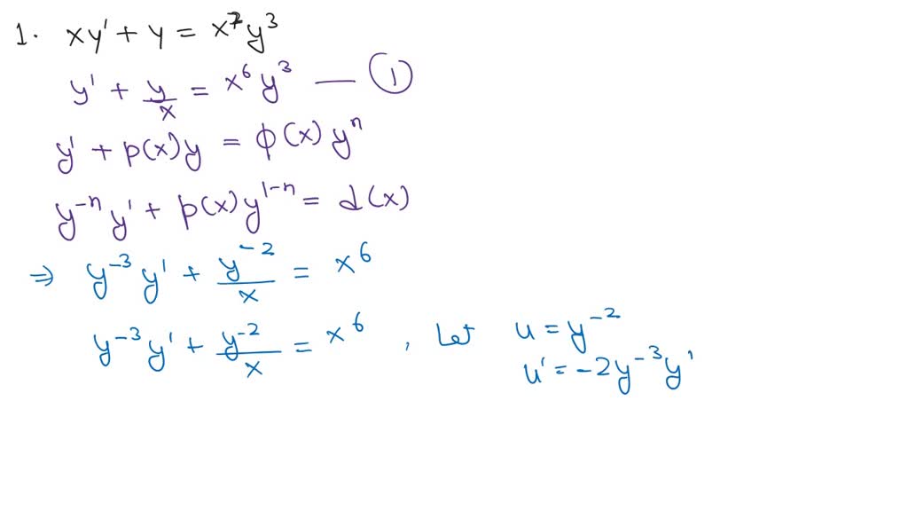 Solved Self Assessment Problem Set Bernoulli Differential Equations