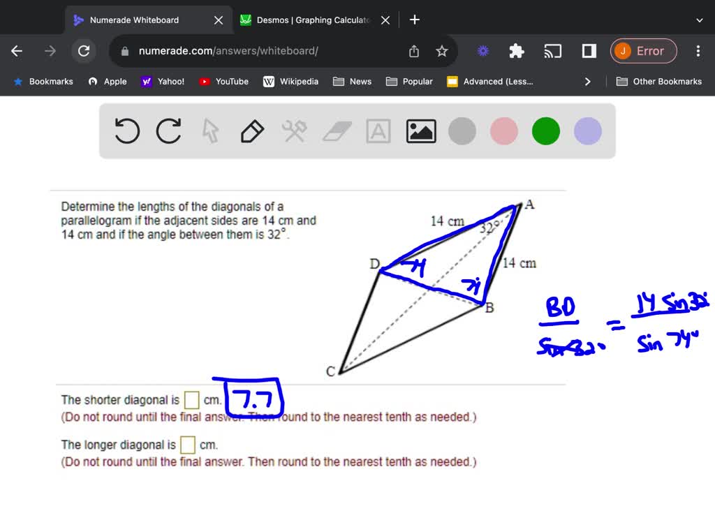 Solved The Lengths Of The Diagonals Of A Parallelogram Are Ac Cm And