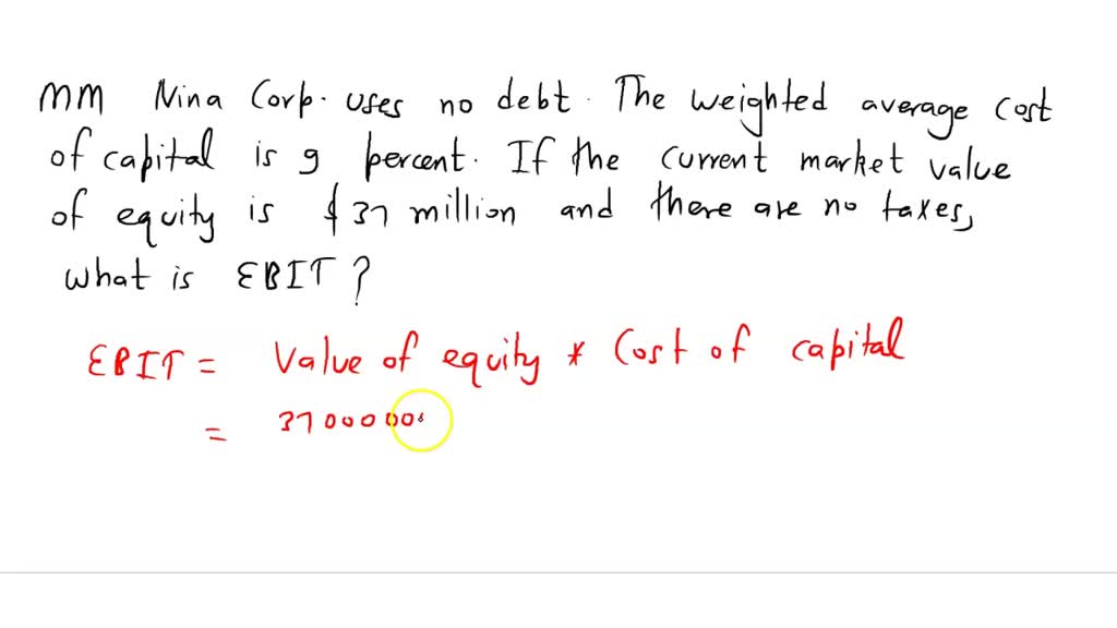 SOLVED MM Nina Corp Uses No Debt The Weighted Average Cost Of