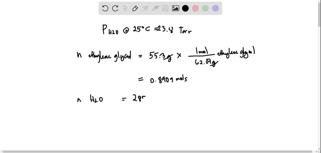 Solved Calculate The Vapor Pressure At C Of A Solution Containing