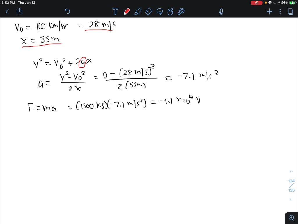 SOLVED What Average Net Force Is Needed To Bring A 1500 Kg Car To Rest