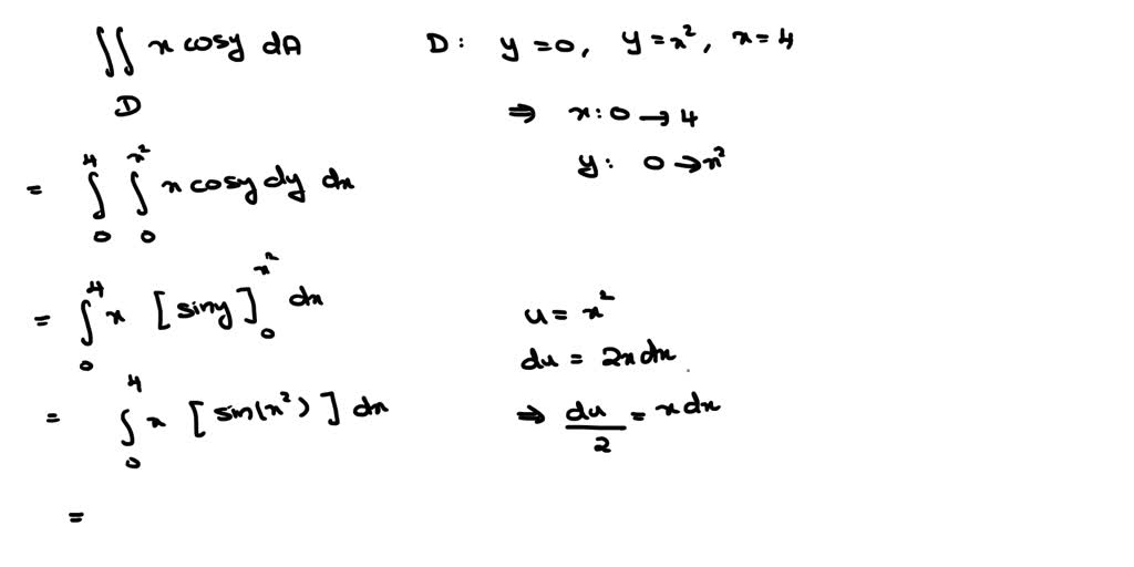 SOLVED Point Evaluate The Double Integral X COS YdA Where D Is