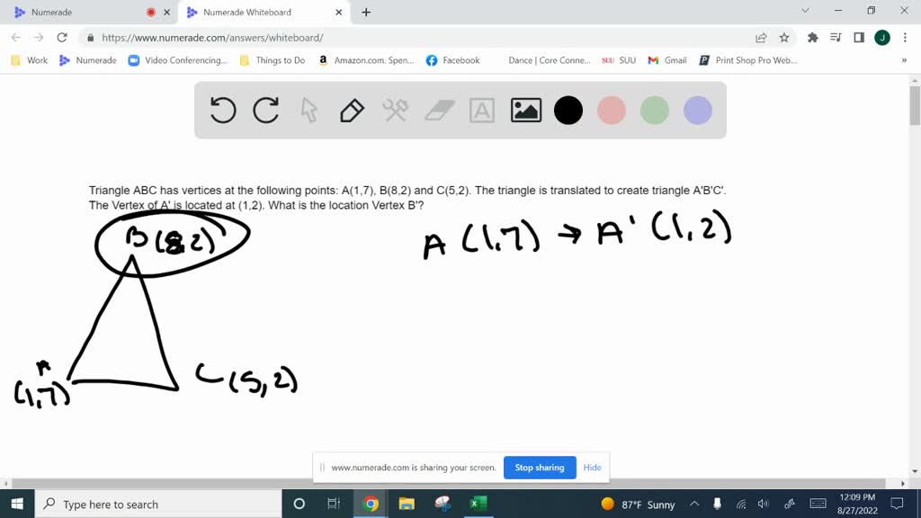 Solved Triangle Abc Has Vertices At The Following Points A B