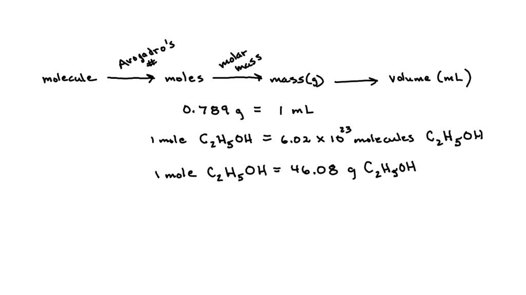 Calculate The Volume In Milliliters Occupied By One Molecule Of Ethyl