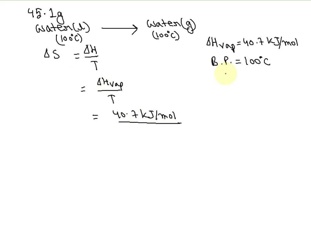 SOLVED Challenge Problem Calculate The Entropy Of Vaporization Of