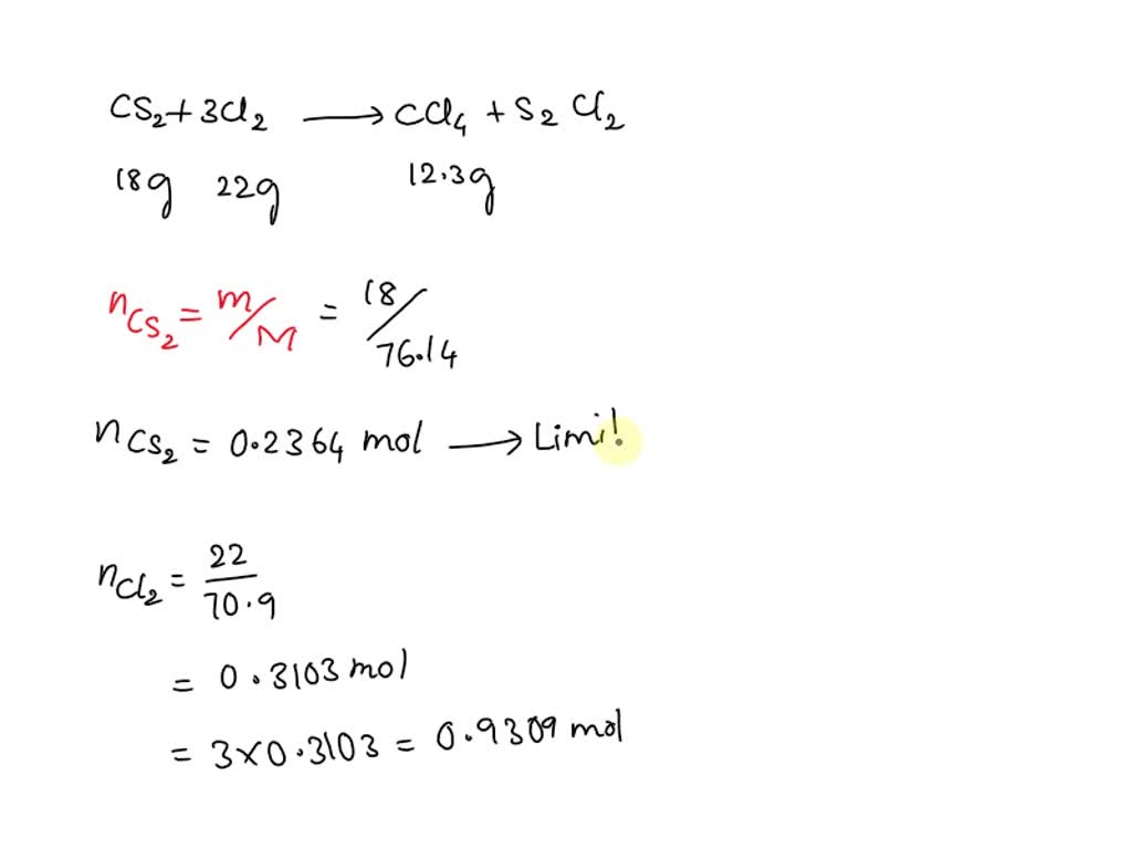 Solved If Grams Of Ccl Are Produced When Grams Of Cs