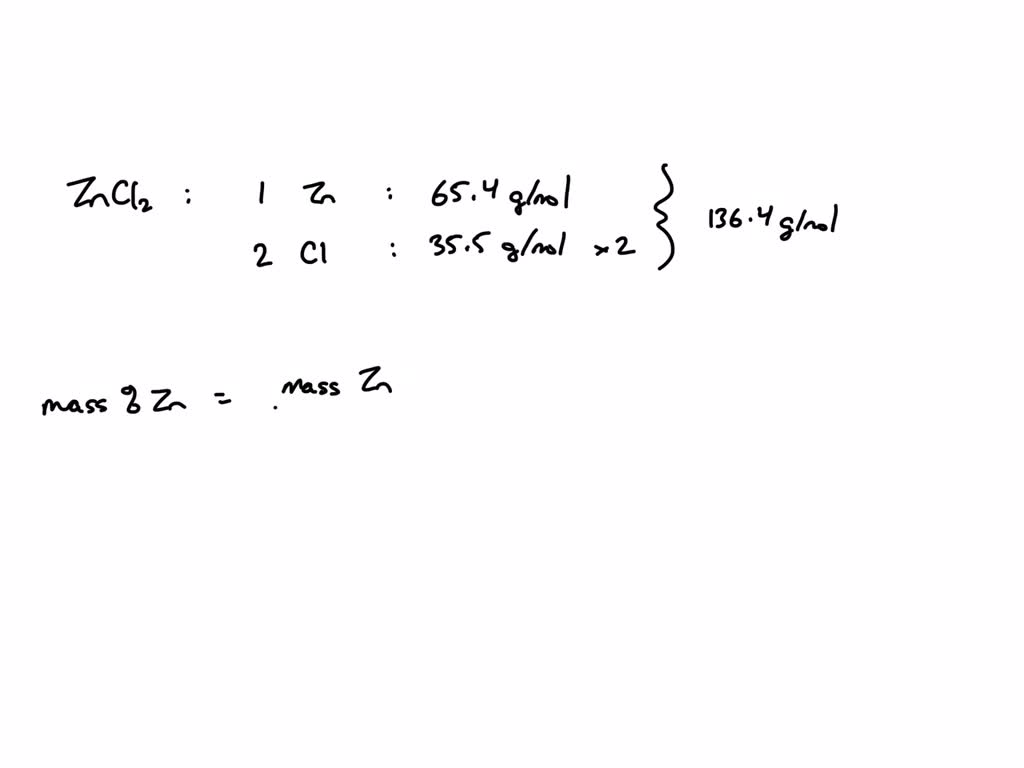 Solved The Percent By Mass Of Zinc In Zncl Is