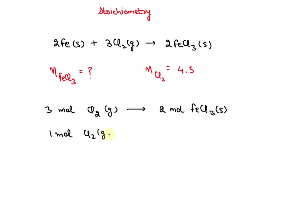 SOLVED Iron Metal Reacts With Chlorine Gas As Follows 2 Fe S 3 Cl2