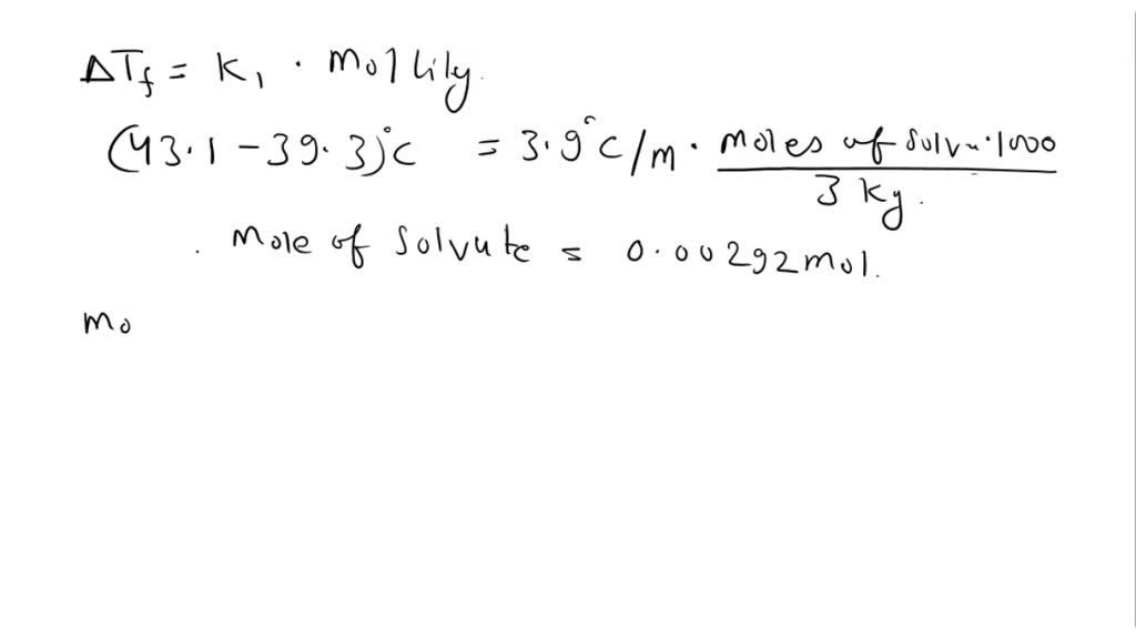 Solved Experiment Determination Of Molar Mass By The Freezing Point