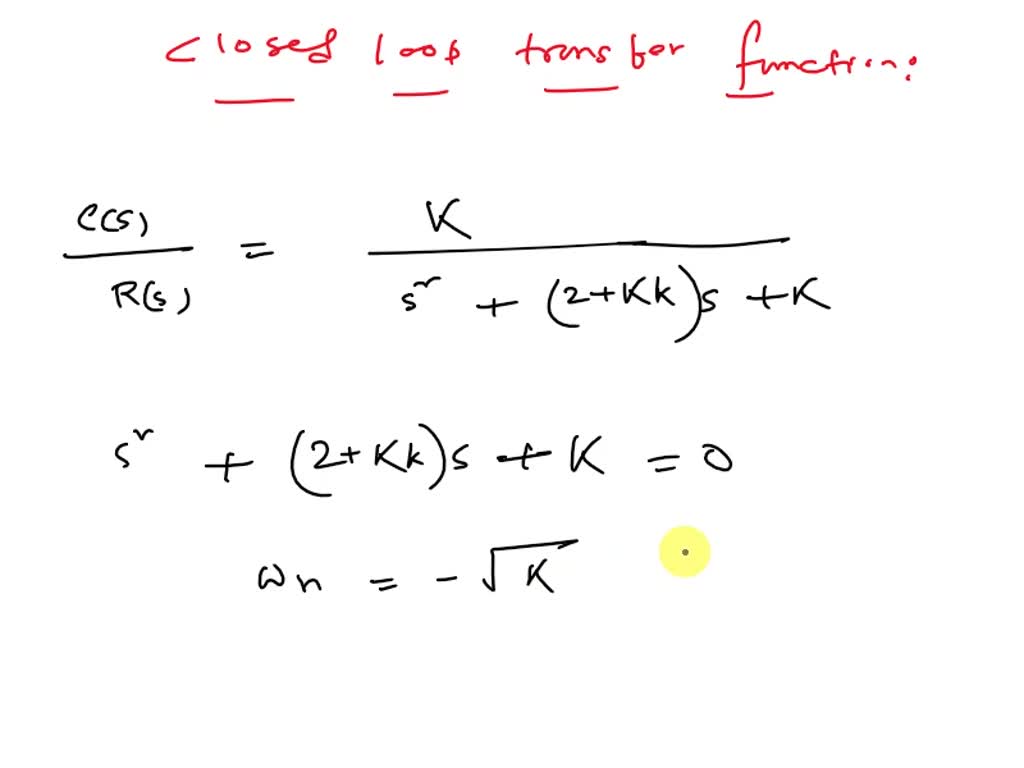 SOLVED Referring To The System Shown Below Determine The Values Of K