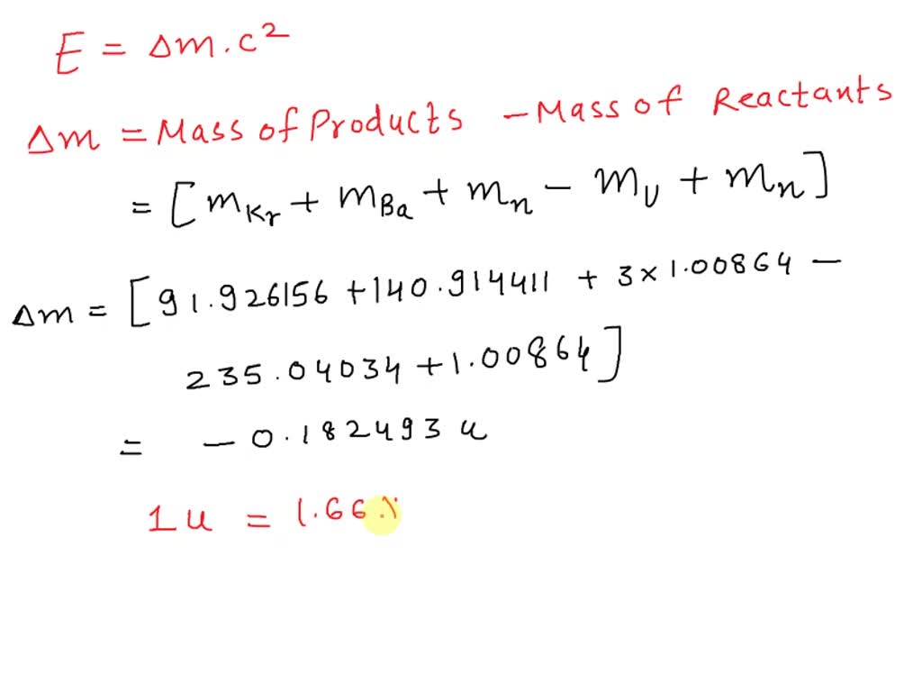 Solved Calculate The Energy Released By A Nucleus Of Uranium If It