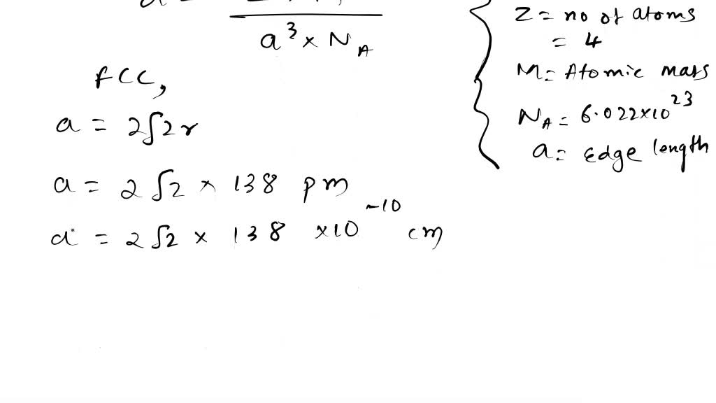 SOLVED Ametal Crystallizes In A Face Ce Ered Cubic Structure And Has A