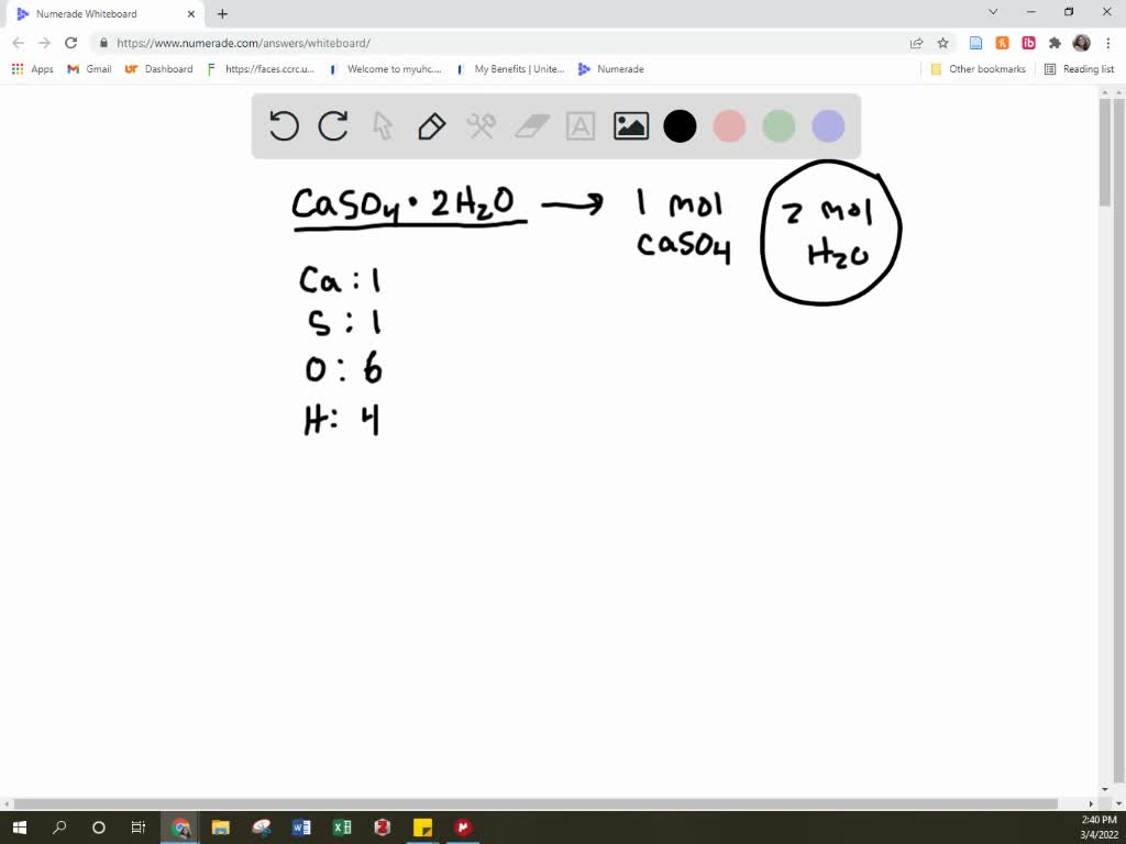 Solved Gypsum Is The Hydrate Of Calcium Sulfate Caso H O It Is