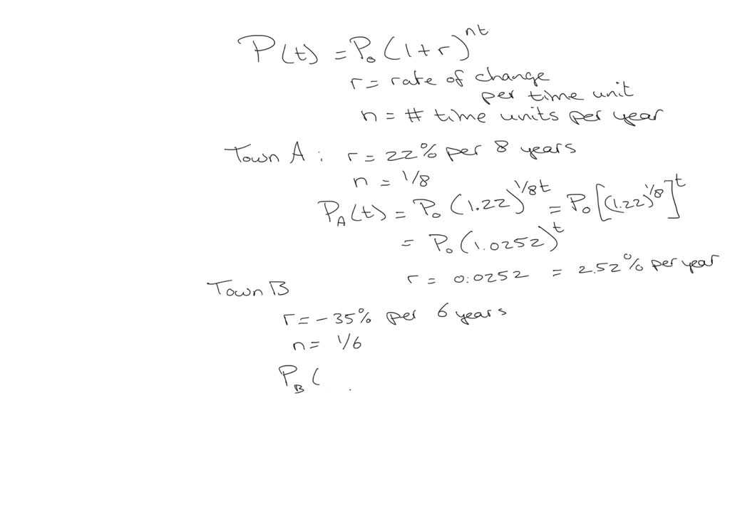 Solved The Populations Of Towns A B And C Vary Exponentially With