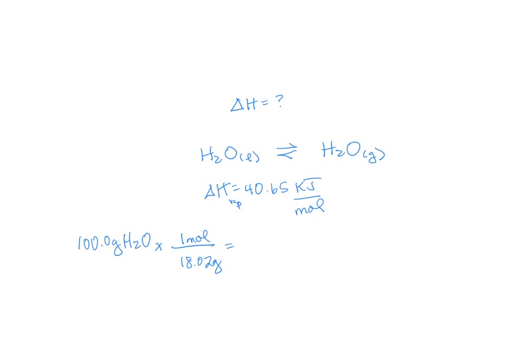 Solved Calculate The Enthalpy Change For The Vaporization Of