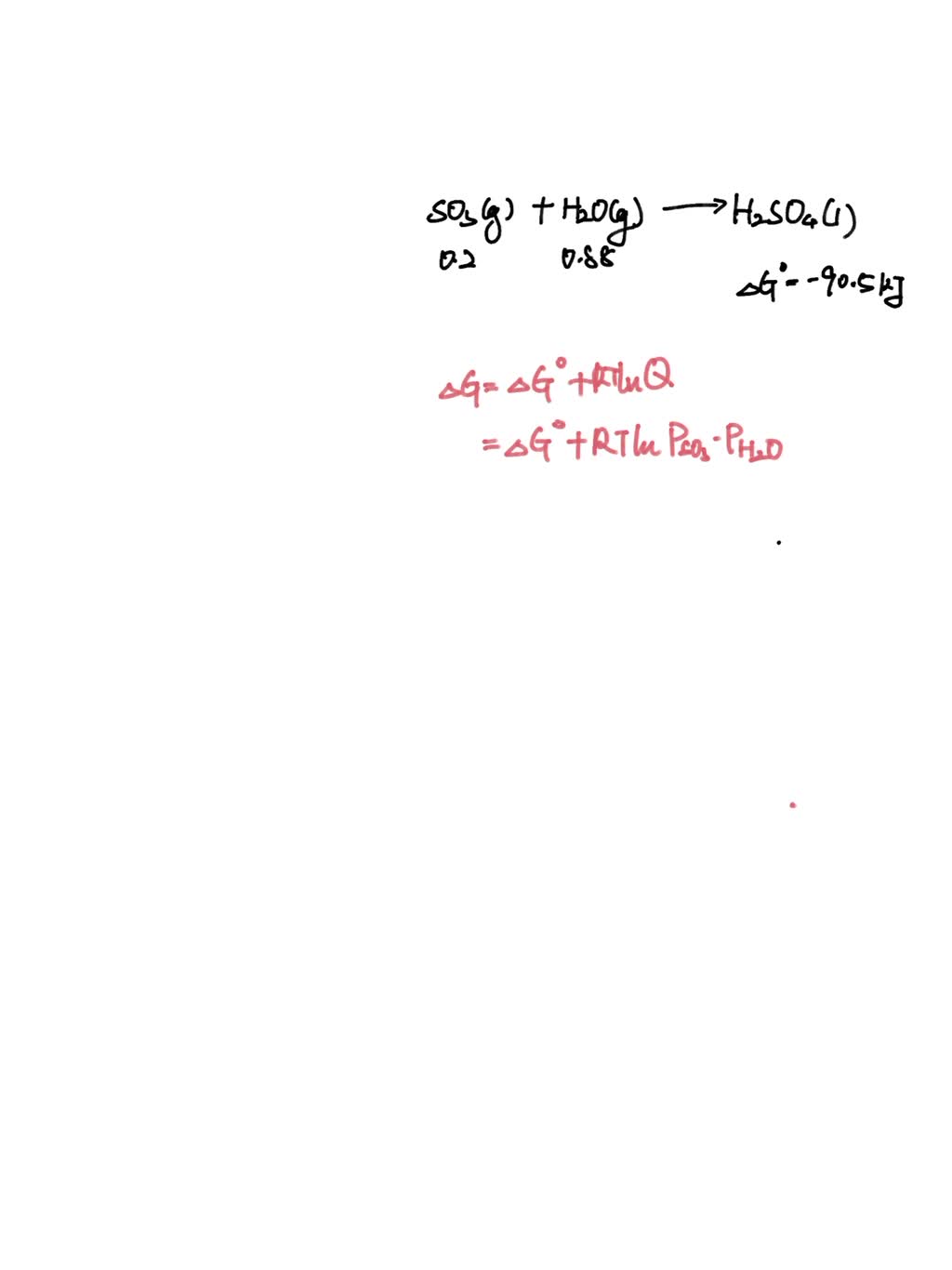 SOLVED Calculate ΔGrxn at 298 K under the conditions shown below for