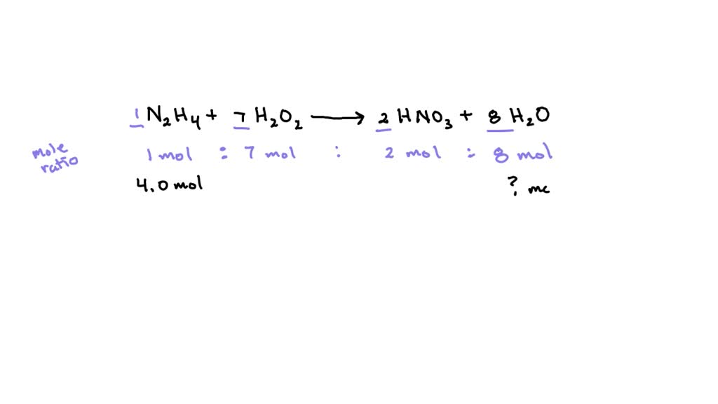 Solved The Reaction Between Hydrazine And Hydrogen Peroxide Is Shown