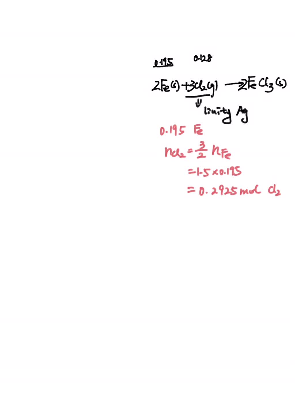 Solved For The Following Reaction Moles Of Iron Are Mixed With