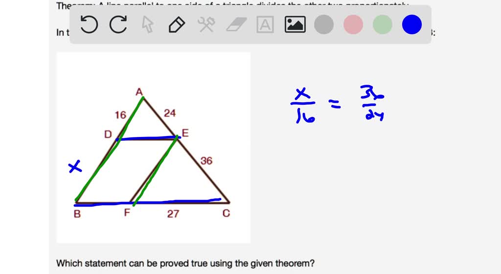 SOLVED Theorem A Line Parallel To One Side Of A Triangle Divides The