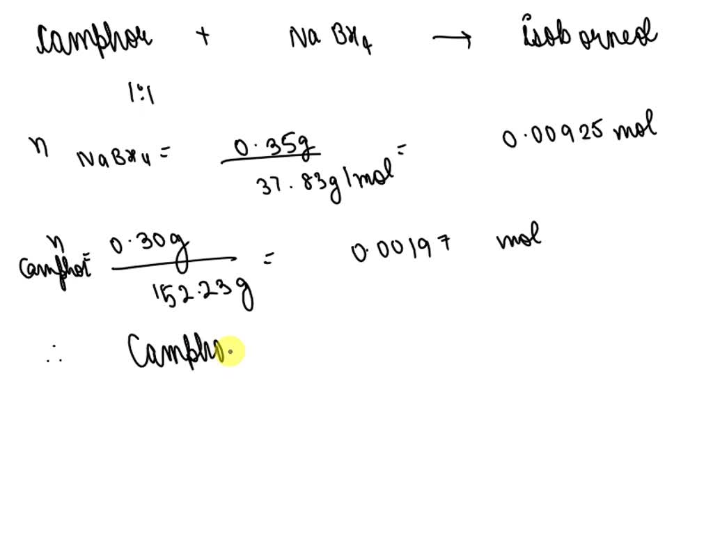 Solved In The Experiment Of The Reduction Of Camphor To Isoborneol