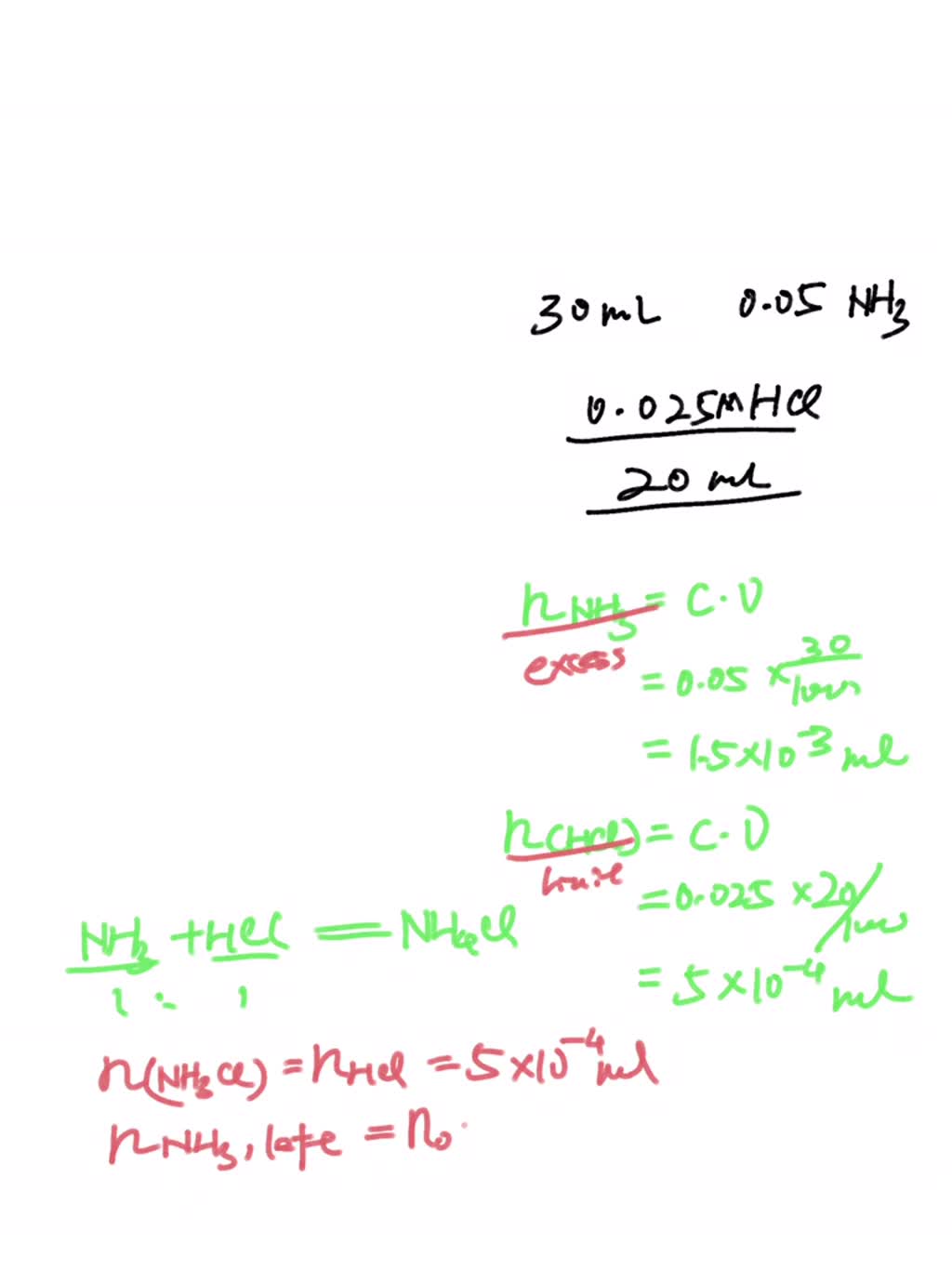 SOLVED Consider The Titration Of 30 0 ML Of 0 050 M NH3 With 0 025 M