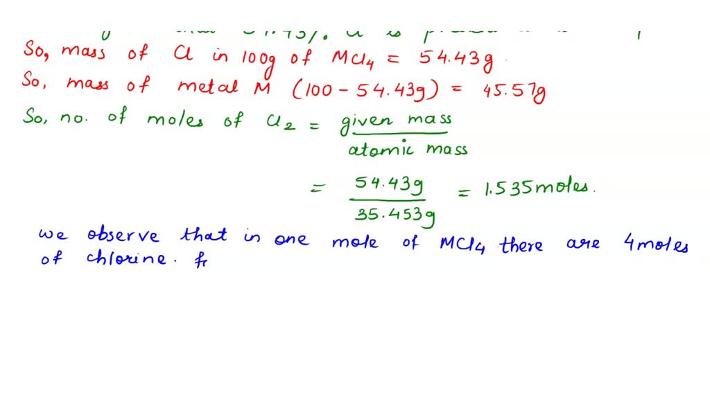 SOLVED Compound With The Formula MCl The Compound Contains 54 43 CI