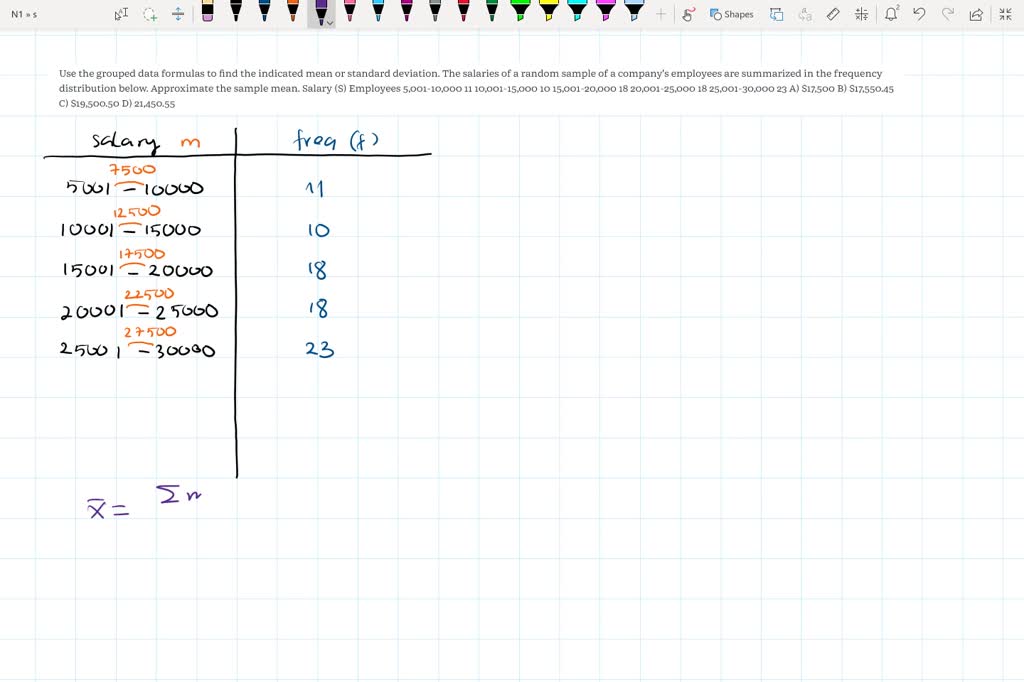 SOLVED Use The Grouped Data Formulas To Find The Indicated Mean Or