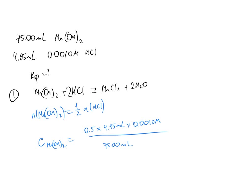 SOLVED A Saturated Solution Of Manganese II Hydroxide Was Prepared