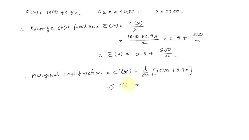 Solved Consider The Following Cost Function A Find The Average Cost