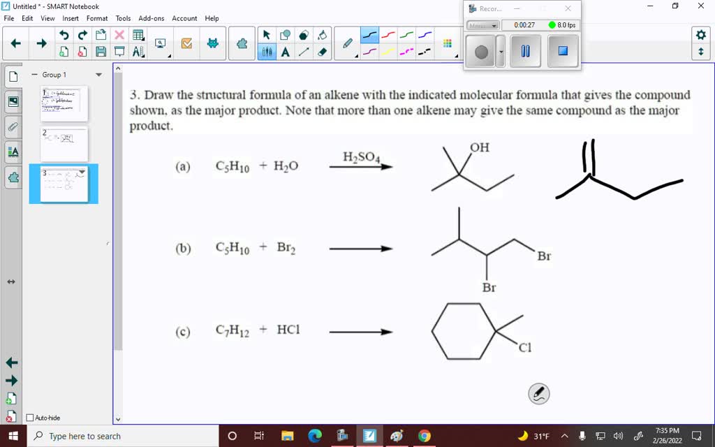 SOLVED Draw The Structural Formula Of An Alkene With The Indicated