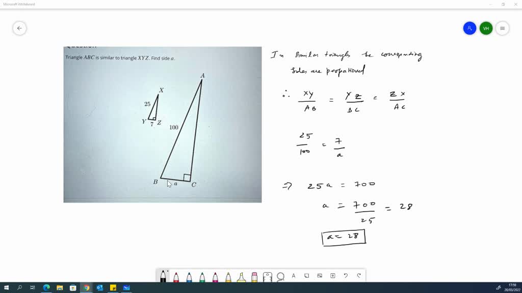 SOLVED Triangle ABC Is Similar To Triangle XYZ Find Side A 25 10O