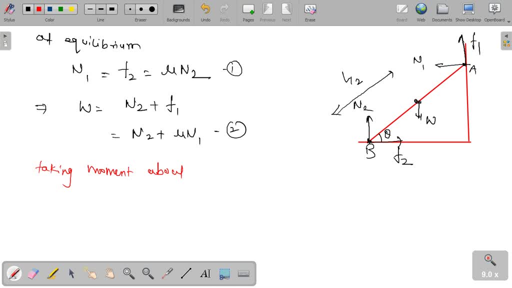 SOLVED A Uniform Ladder Of Length L And Weight W Is Leaning Against A