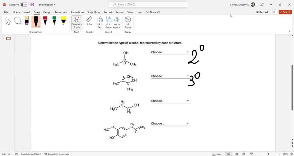 SOLVED Determine The Type Of Alcohol Represented By Each Structure OH