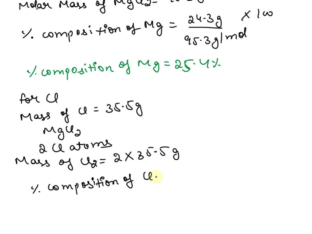 Solved Text Atomic Mass Of Mg And Cl Molar Mass Of Mgcl