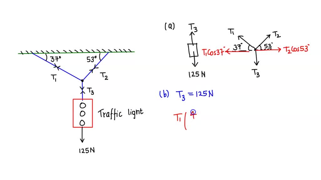 Solved Problem A Traffic Light Weighing N Hangs From A Vertical