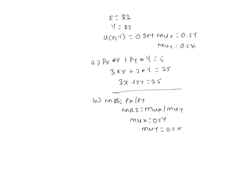 An Individual Consumes Products X And Y And Spends Per Time Period