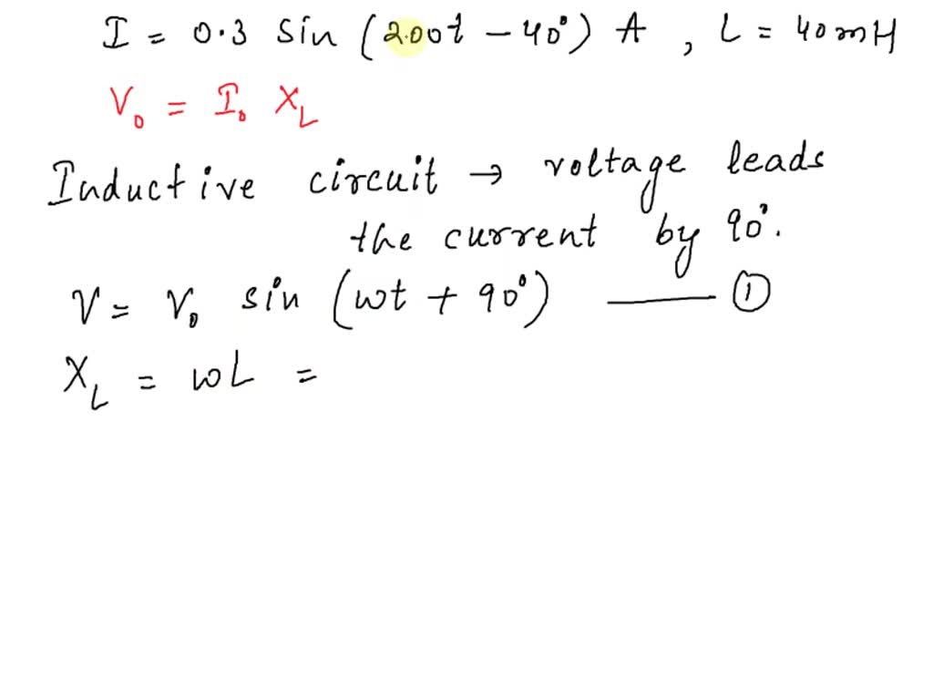 Solved The Current In An Inductive Circuit Is Given By Sin T