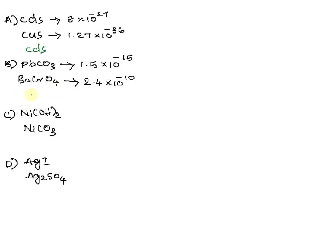 SOLVED For Each Pair Of Compounds Use Ksp Values To Determine Which