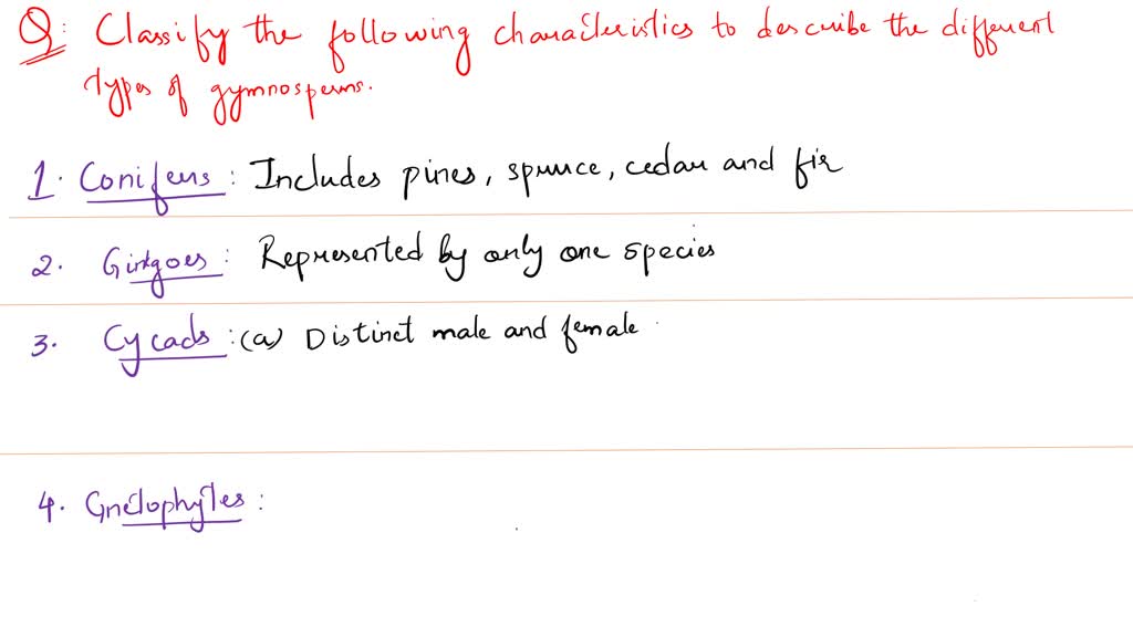 SOLVED Classify The Following Characteristics To Describe The