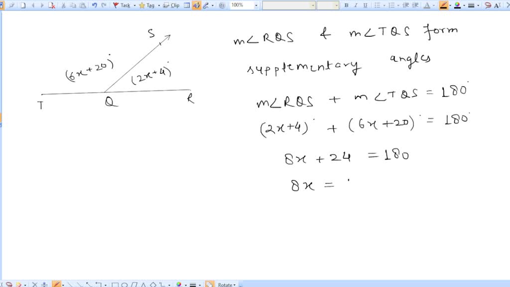 SOLVED Angle RQT Is A Straight Angle What Are The Measurements Of