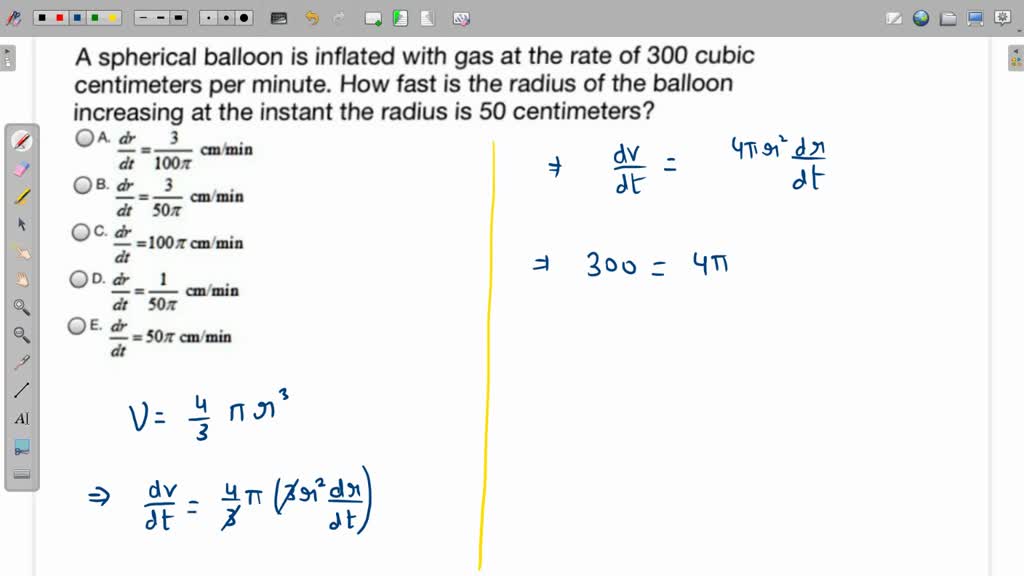 SOLVED Question Points Save Answer A Spherical Balloon Is Inflated