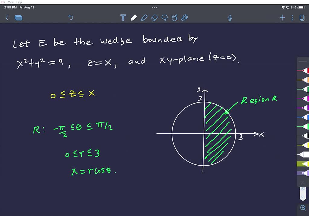 SOLVED Find The Volume Of The Wedge Shaped Region Figure 1 Contained