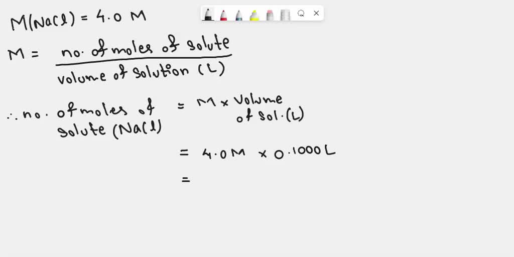 SOLVED Calculate And Describe How To Prepare 100 0 ML Of 4 00 M NaCl Aq