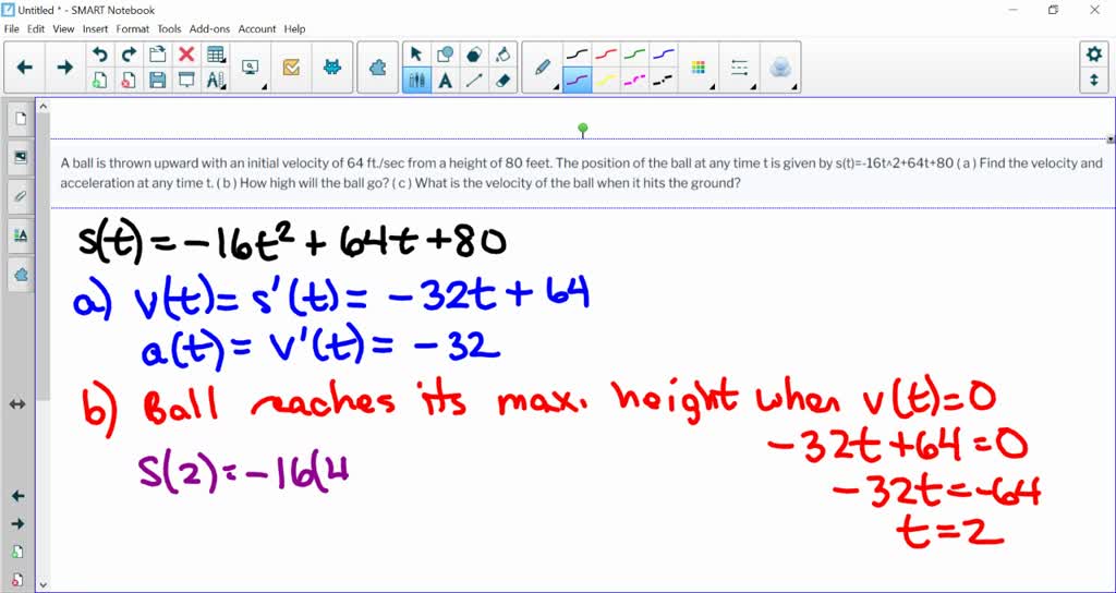 SOLVED A Ball Is Thrown Upward With An Initial Velocity Of 64 Ft Sec