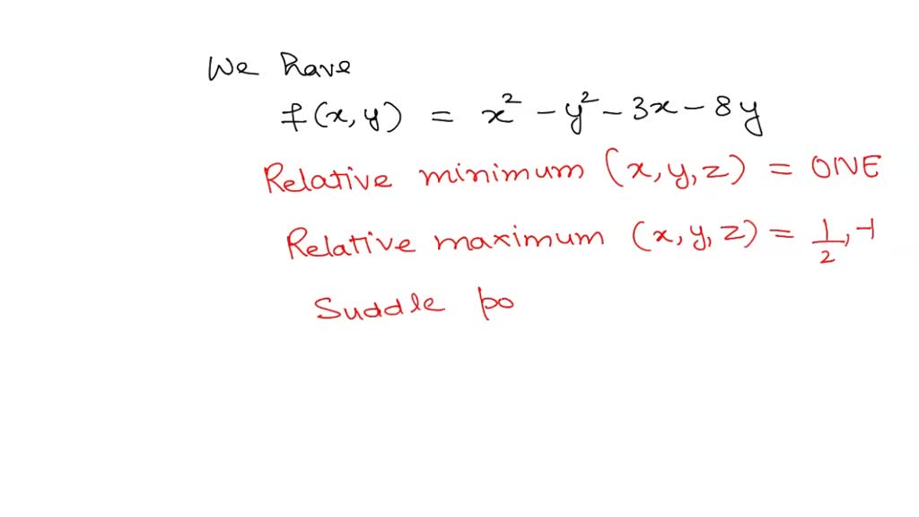 Solved Find All Relative Extrema And Saddle Points Of The Function